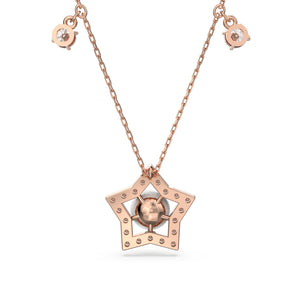 Swarovski Stella Necklace, Mixed Cuts, Star, White, Rose Gold-Tone Plated