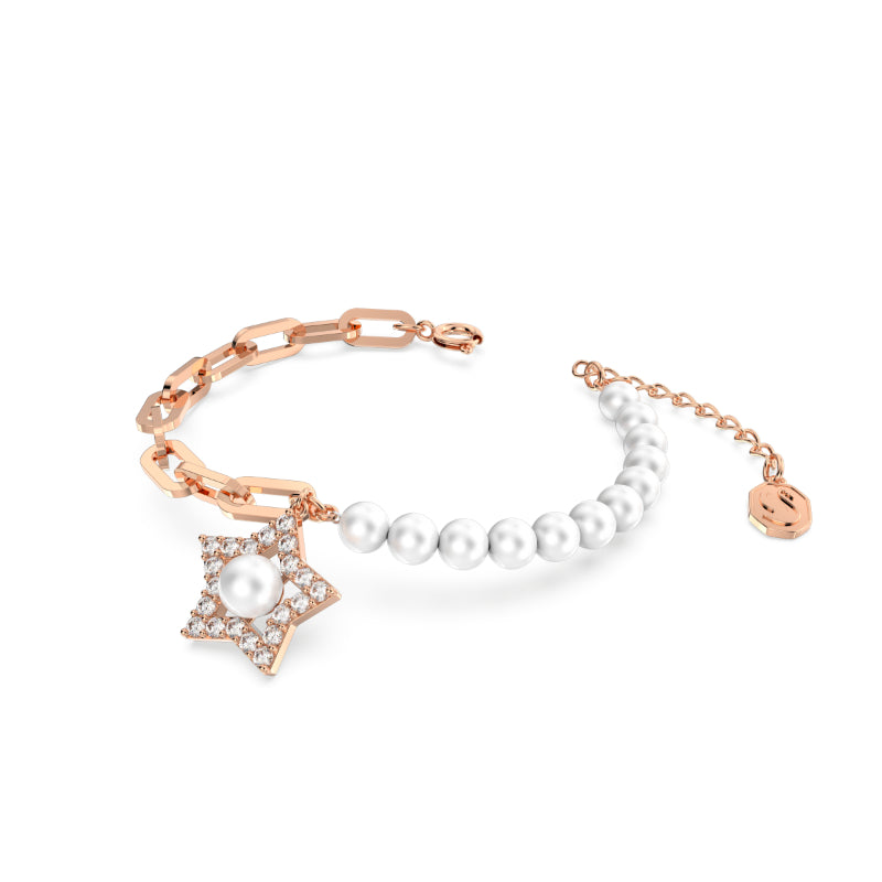 Swarovski Stella Bracelet, Pave, Star, White, Rose Gold-Tone Plated