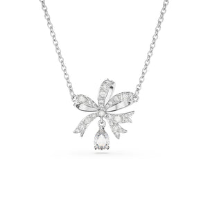 Swarovski Volta Necklace, Bow, Small, White, Rhodium Plated