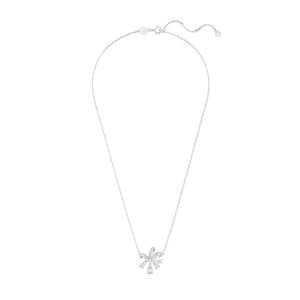 Swarovski Volta Necklace, Bow, Small, White, Rhodium Plated