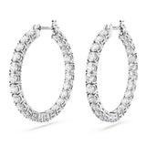 Swarovski Matrix Hoop Earrings, Round Cut, White, Rhodium Plated