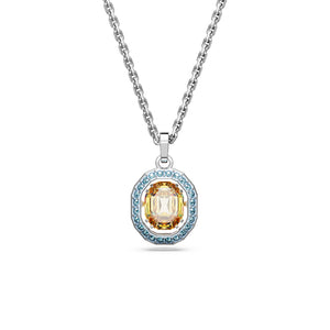 Swarovski Chroma Pendant, Octagon Cut, Multicolored, Rhodium Plated