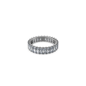 Swarovski Matrix Ring, Baguette Cut, Gray, Ruthenium Plated