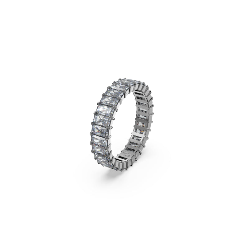 Swarovski Matrix Ring, Baguette Cut, Gray, Ruthenium Plated