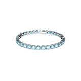 Swarovski Matrix Tennis Bracelet, Round Cut, Blue, Rhodium Plated