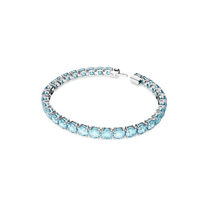 Swarovski Matrix Tennis Bracelet, Round Cut, Blue, Rhodium Plated