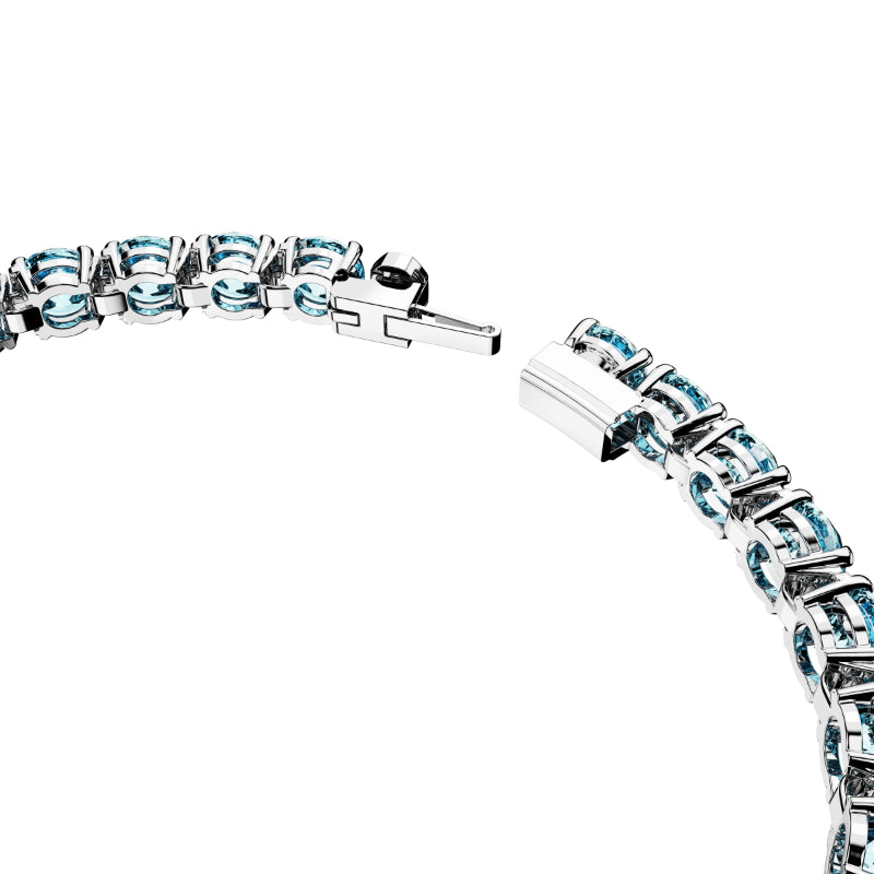 Swarovski Matrix Tennis Bracelet, Round Cut, Blue, Rhodium Plated