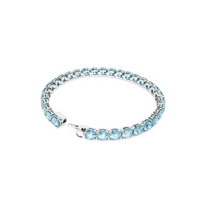 Swarovski Matrix Tennis Bracelet, Round Cut, Blue, Rhodium Plated