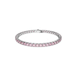 Swarovski Matrix Tennis Bracelet, Round Cut, Pink, Rhodium Plated