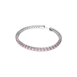 Swarovski Matrix Tennis Bracelet, Round Cut, Pink, Rhodium Plated