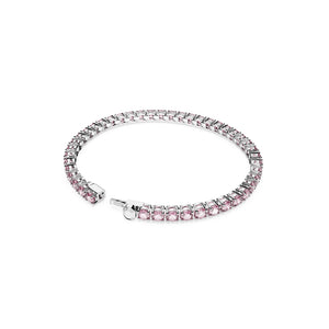 Swarovski Matrix Tennis Bracelet, Round Cut, Pink, Rhodium Plated