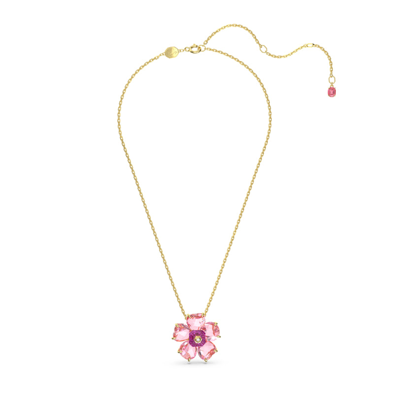 Swarovski Florere Necklace, Flower, Pink, Gold-Tone Plated