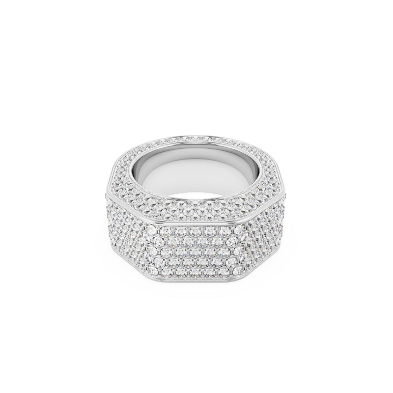 Swarovski Dextera Ring, Octagon Shape, Pave, White, Rhodium Plated