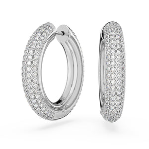 Swarovski Dextera Hoop Earrings, Medium, White, Rhodium Plated