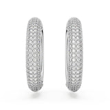 Swarovski Dextera Hoop Earrings, Medium, White, Rhodium Plated