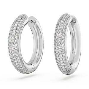 Swarovski Dextera Hoop Earrings, Medium, White, Rhodium Plated