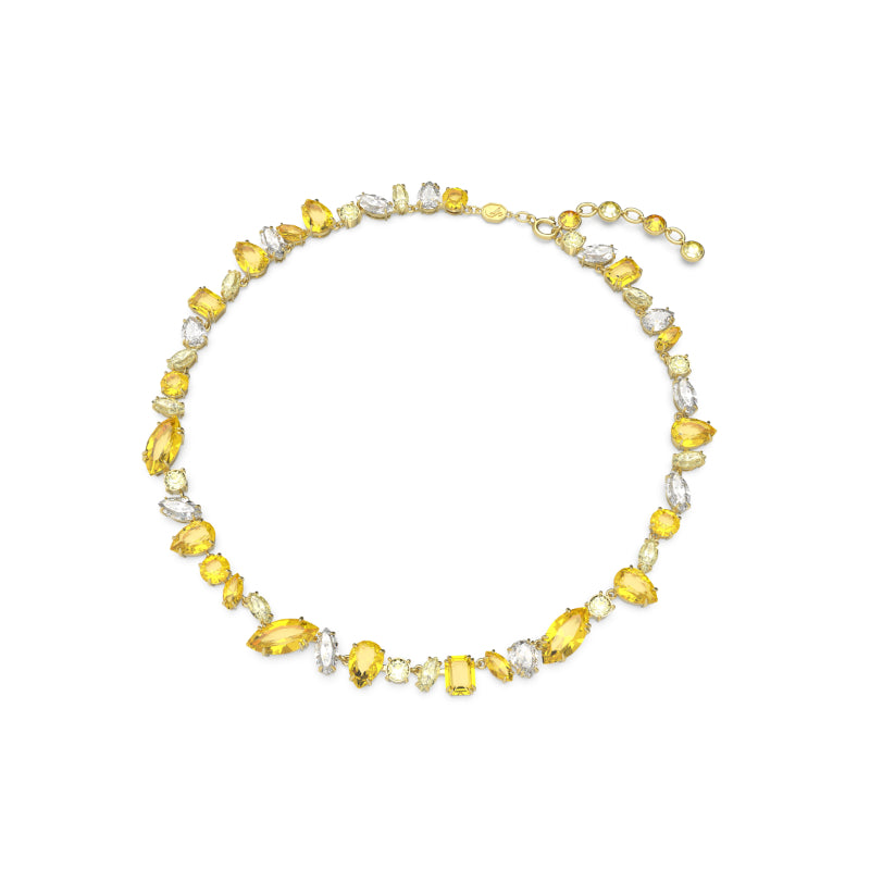 Swarovski Gema Necklace, Mixed Cuts, Yellow, Gold-Tone Plated