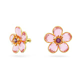 Swarovski Florere Stud Earrings, Flower, Pink, Gold-Tone Plated