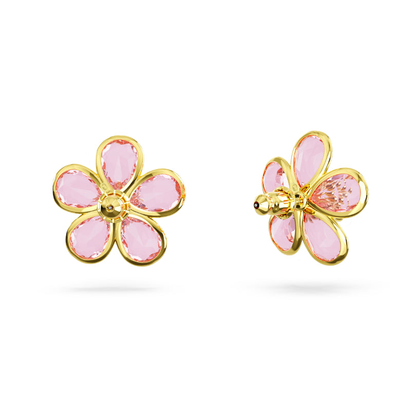 Swarovski Florere Stud Earrings, Flower, Pink, Gold-Tone Plated