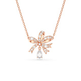 Swarovski Volta Necklace, Bow, Small, White, Rose Gold-Tone Plated