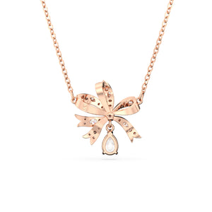 Swarovski Volta Necklace, Bow, Small, White, Rose Gold-Tone Plated