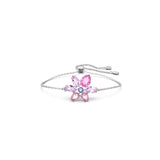 Swarovski Gema Bracelet, Mixed Cuts, Flower, Pink, Rhodium Plated