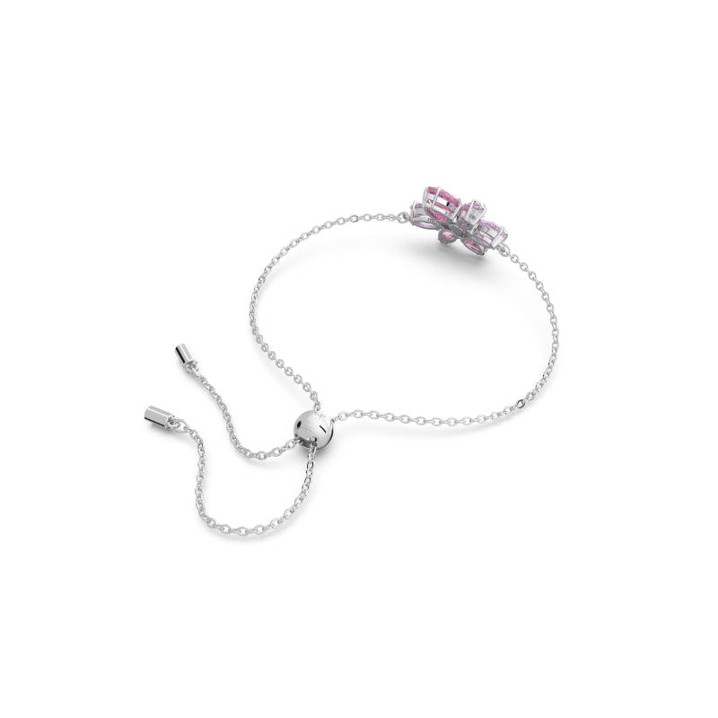 Swarovski Gema Bracelet, Mixed Cuts, Flower, Pink, Rhodium Plated