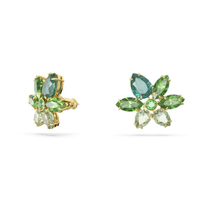 Swarovski Gema Stud Earrings, Mixed Cuts, Flower, Green, Gold-Tone Plated