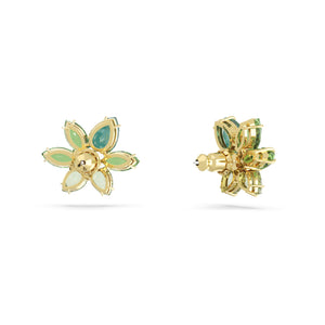 Swarovski Gema Stud Earrings, Mixed Cuts, Flower, Green, Gold-Tone Plated