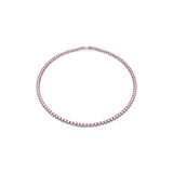 Swarovski Matrix Tennis Necklace, Round Cut, Pink, Rhodium Plated