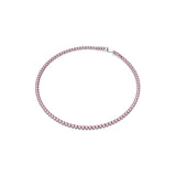 Swarovski Matrix Tennis Necklace, Round Cut, Pink, Rhodium Plated