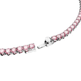 Swarovski Matrix Tennis Necklace, Round Cut, Pink, Rhodium Plated