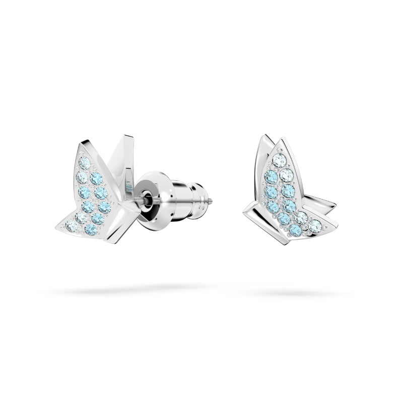 Swarovski Lilia Stud Earrings, Butterfly, Blue, Rhodium Plated