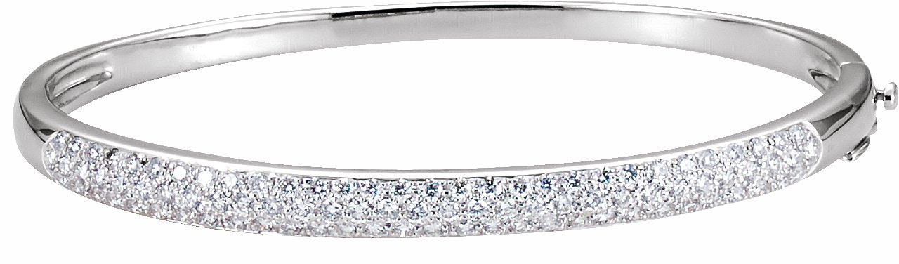 14K White 1 1/2 CTW Diamond Bangle 7 Bracelet