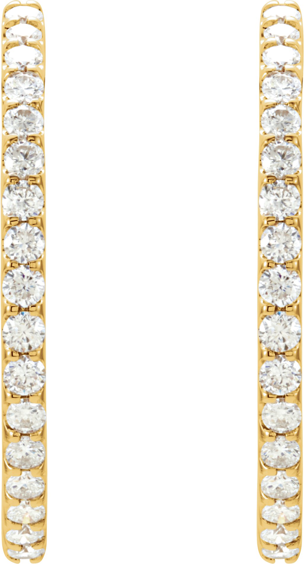 14K Yellow 3 CTW Diamond Inside-Outside Hinged 35.3 mm Hoop Earrings