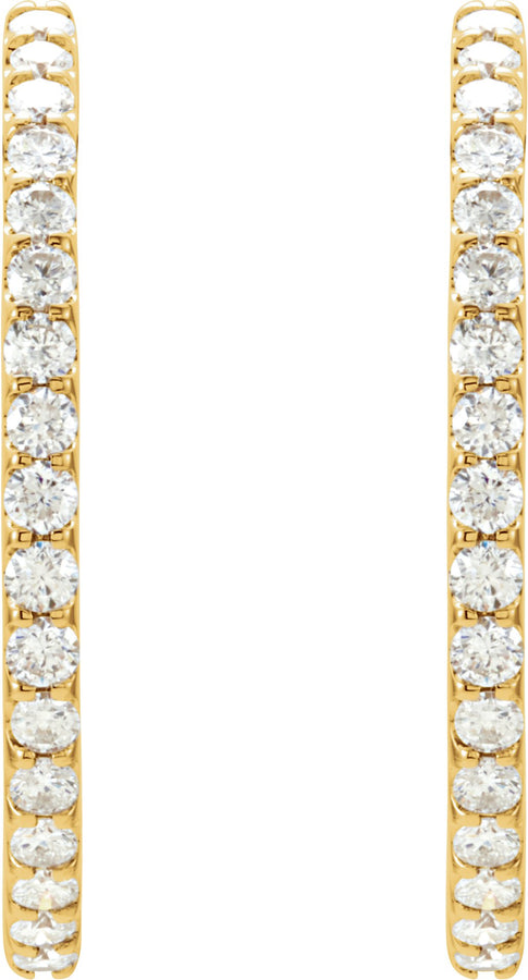 14K Yellow 3 CTW Diamond Inside-Outside Hinged 35.3 mm Hoop Earrings