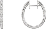 14K White 1/2 CTW Diamond Inside-Outside Hinged 22.5 mm Hoop Earrings