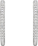 14K White 1/2 CTW Diamond Inside-Outside Hinged 22.5 mm Hoop Earrings