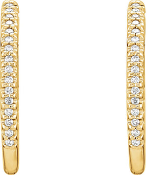 14K Yellow 1 CTW Diamond Inside-Outside Hinged 27.8 mm Hoop Earrings