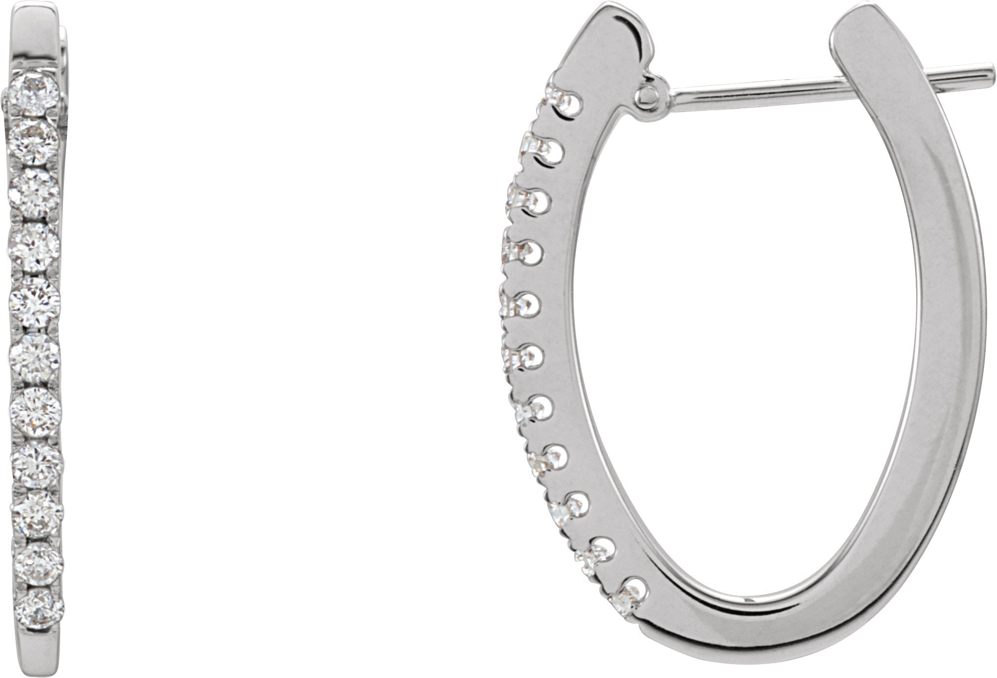 14K White 1/3 CTW Diamond 20 mm Hoop Earrings