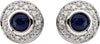 14K White Blue Sapphire & 1/10 CTW Diamond Earrings