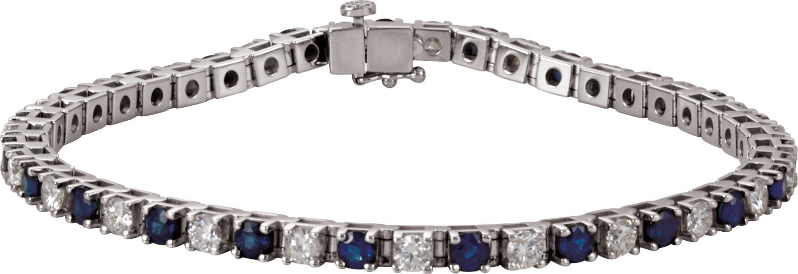 14K White Blue Sapphire & 2 3/8 CTW Diamond Line 7 Bracelet