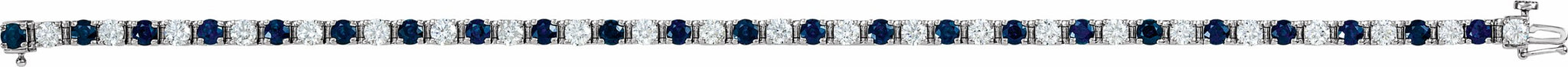 14K White Blue Sapphire & 2 3/8 CTW Diamond Line 7 Bracelet