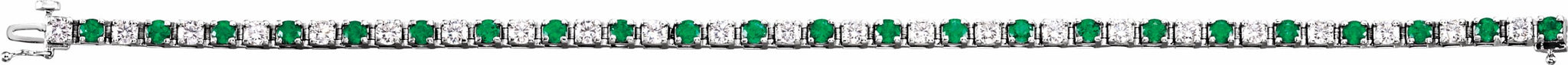 14K White Emerald & 2 1/3 CTW Diamond Line 7 Bracelet