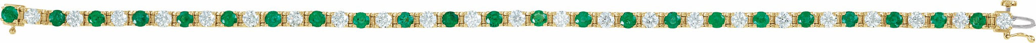 14K Yellow Emerald & 2 1/3 CTW Diamond Line 7 Bracelet