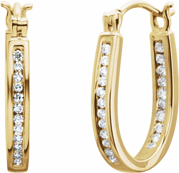 14K Yellow 1/4 CTW Diamond Inside-Outside 13 mm Hoop Earrings