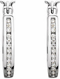 14K White 1/3 CTW Diamond Inside-Outside 13.7 mm Hoop Earrings