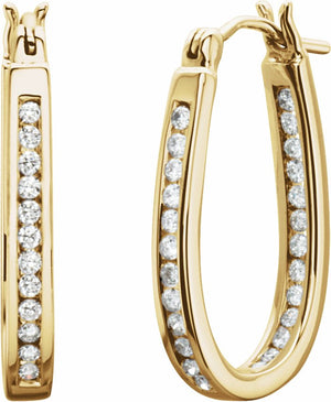 14K Yellow 1/2 CTW Diamond Inside-Outside 22.5 mm Hoop Earrings