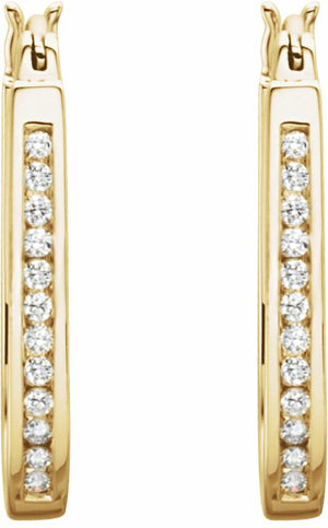 14K Yellow 1/2 CTW Diamond Inside-Outside 22.5 mm Hoop Earrings