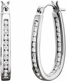 14K White 1/2 CTW Diamond Inside-Outside 22.5 mm Hoop Earrings